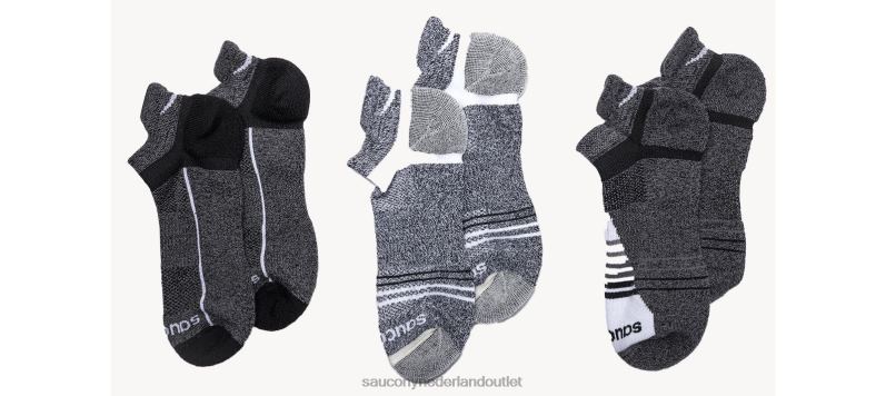 inferno merino wol mix no show 3-pack sokken Heren Saucony64BDR472 grijze mergel