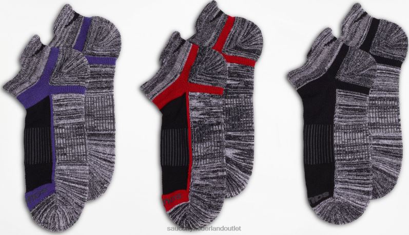 inferno no show tab 3-pack sokken Heren Saucony64BDR477 zwart/grijs assorti