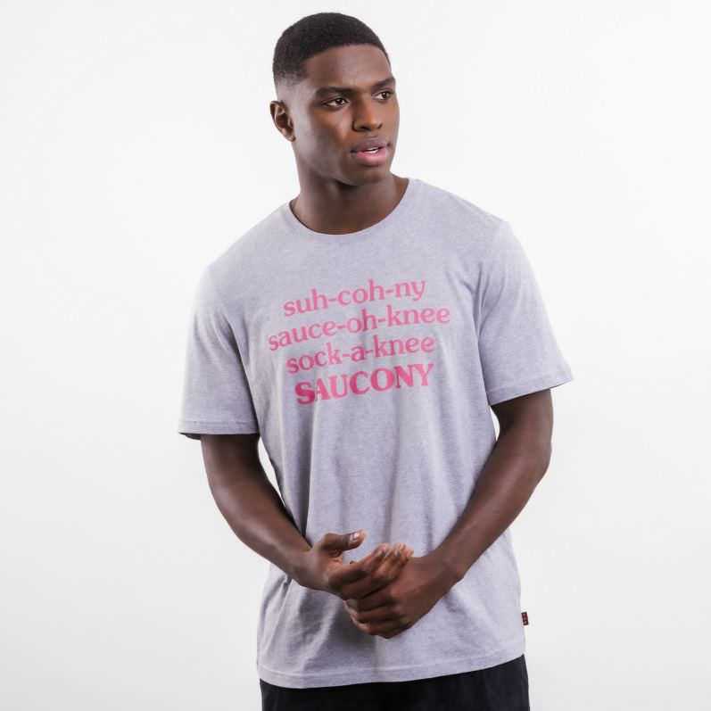 Frank Cooke rustte t-shirt Heren Saucony X64BDR351 lichtgrijze heide