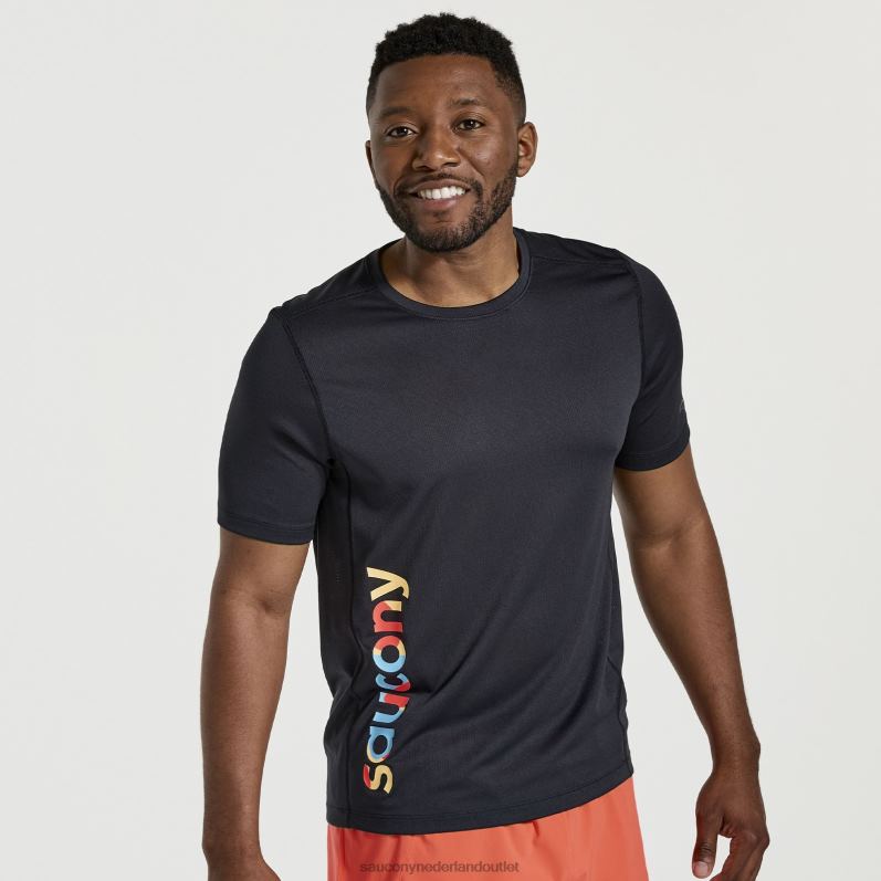 stopwatch grafische korte mouw Heren Saucony64BDR345 zwarte afbeelding