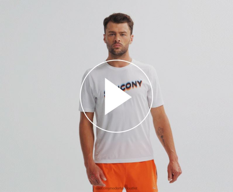 stopwatch grafische korte mouw Heren Saucony64BDR349 witte afbeelding