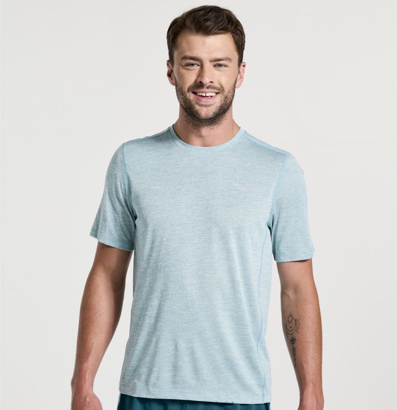 stopwatch korte mouw Heren Saucony64BDR320 regen heide