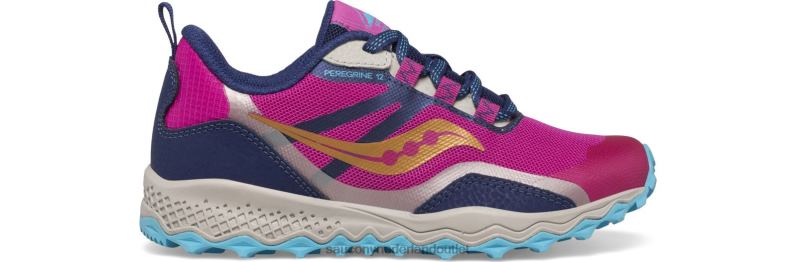 Peregrine 12 Shield-sneaker kinderen Saucony64BDR897 marine/turkoois/roze