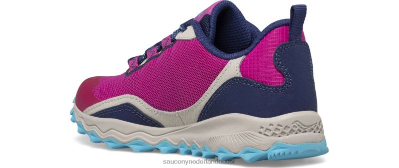 Peregrine 12 Shield-sneaker kinderen Saucony64BDR897 marine/turkoois/roze