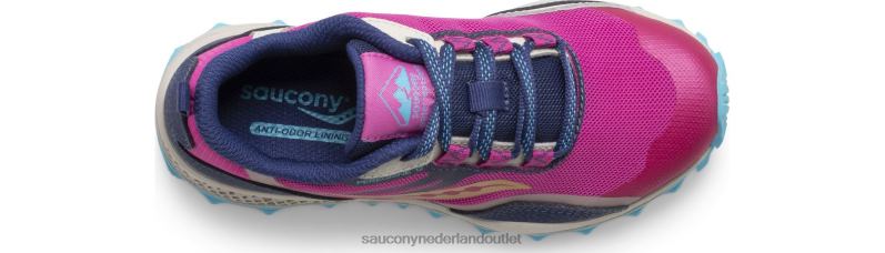 Peregrine 12 Shield-sneaker kinderen Saucony64BDR897 marine/turkoois/roze