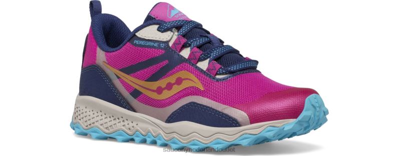 Peregrine 12 Shield-sneaker kinderen Saucony64BDR897 marine/turkoois/roze