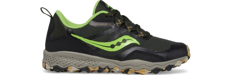 Peregrine 12 Shield-sneaker kinderen Saucony64BDR898 zwart/slijm
