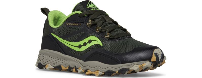Peregrine 12 Shield-sneaker kinderen Saucony64BDR898 zwart/slijm