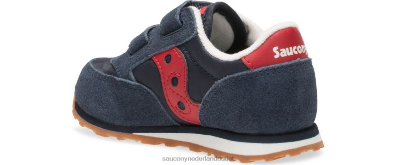 babyjazz sneaker met klittenband kinderen Saucony64BDR985 marine/rood