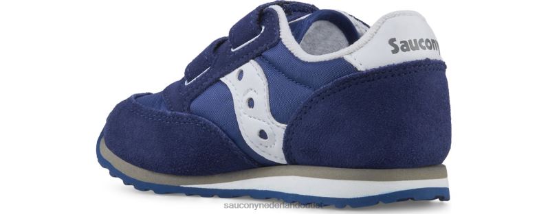 babyjazz sneaker met klittenband kinderen Saucony64BDR986 marine/wit