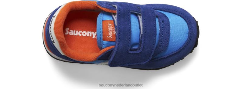 babyjazz sneaker met klittenband kinderen Saucony64BDR987 blauw/oranje