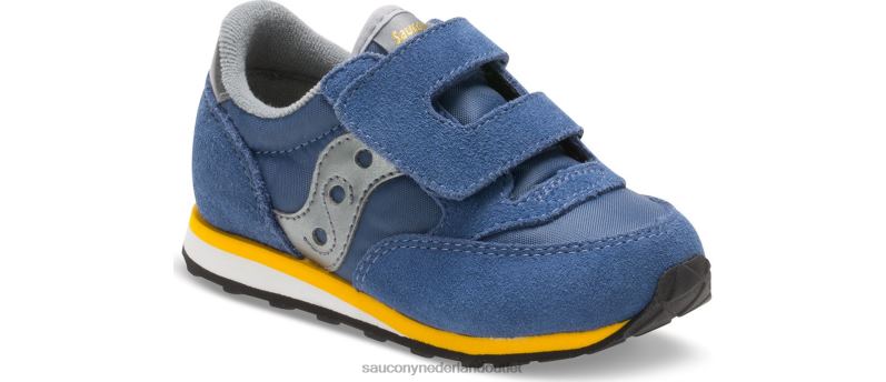 babyjazz sneaker met klittenband kinderen Saucony64BDR988 blauw grijs