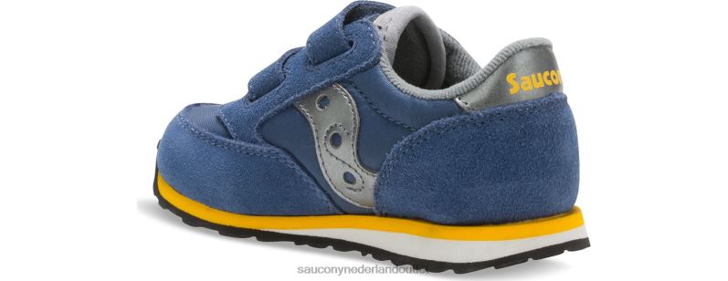 babyjazz sneaker met klittenband kinderen Saucony64BDR988 blauw grijs