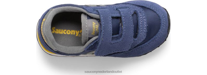 babyjazz sneaker met klittenband kinderen Saucony64BDR988 blauw grijs