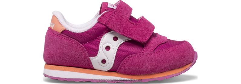 babyjazz sneaker met klittenband kinderen Saucony64BDR989 fuchsia/koraal/wit