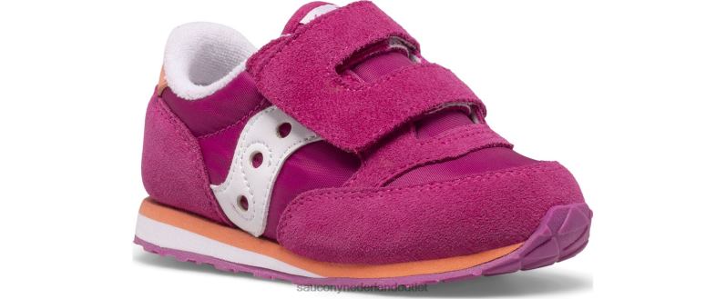 babyjazz sneaker met klittenband kinderen Saucony64BDR989 fuchsia/koraal/wit