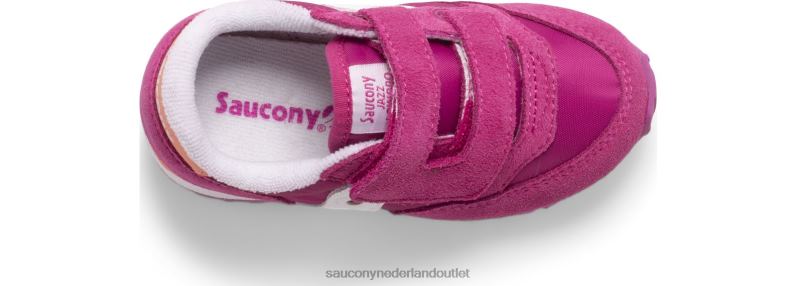 babyjazz sneaker met klittenband kinderen Saucony64BDR989 fuchsia/koraal/wit