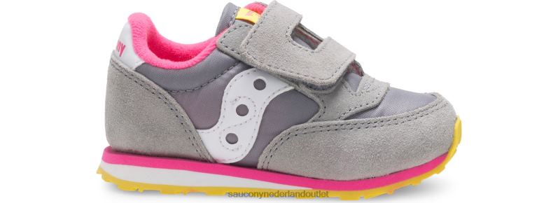 babyjazz sneaker met klittenband kinderen Saucony64BDR990 grijs/roze