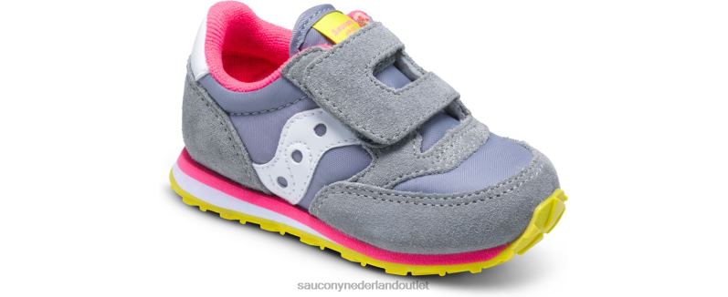 babyjazz sneaker met klittenband kinderen Saucony64BDR990 grijs/roze