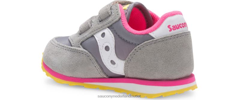 babyjazz sneaker met klittenband kinderen Saucony64BDR990 grijs/roze