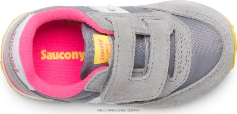 babyjazz sneaker met klittenband kinderen Saucony64BDR990 grijs/roze