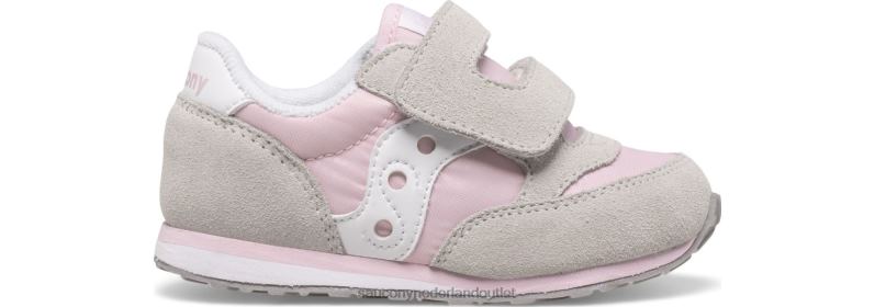 babyjazz sneaker met klittenband kinderen Saucony64BDR991 grijs/roze/wit