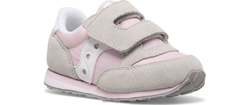 babyjazz sneaker met klittenband kinderen Saucony64BDR991 grijs/roze/wit