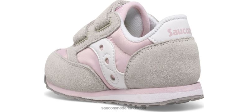 babyjazz sneaker met klittenband kinderen Saucony64BDR991 grijs/roze/wit