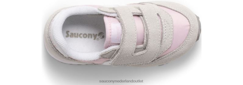 babyjazz sneaker met klittenband kinderen Saucony64BDR991 grijs/roze/wit
