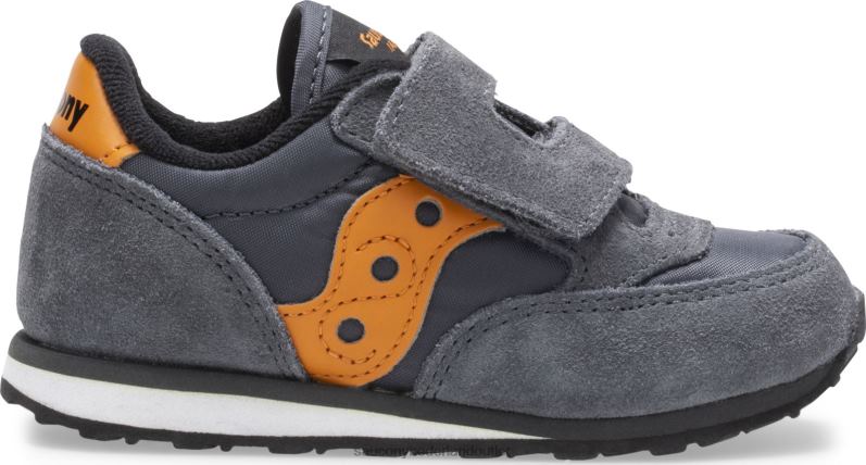 babyjazz sneaker met klittenband kinderen Saucony64BDR992 grijs/oranje