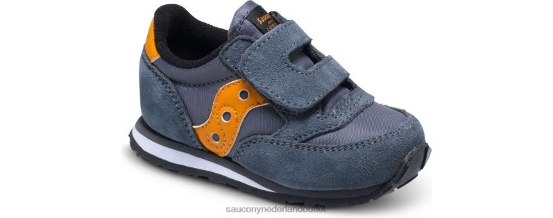 babyjazz sneaker met klittenband kinderen Saucony64BDR992 grijs/oranje