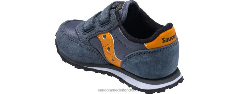 babyjazz sneaker met klittenband kinderen Saucony64BDR992 grijs/oranje