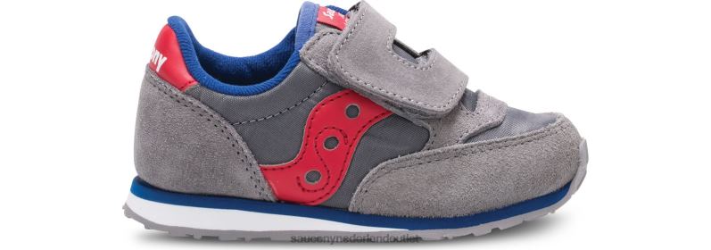 babyjazz sneaker met klittenband kinderen Saucony64BDR993 grijs/rood