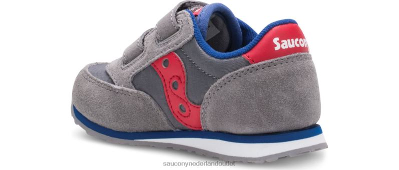 babyjazz sneaker met klittenband kinderen Saucony64BDR993 grijs/rood