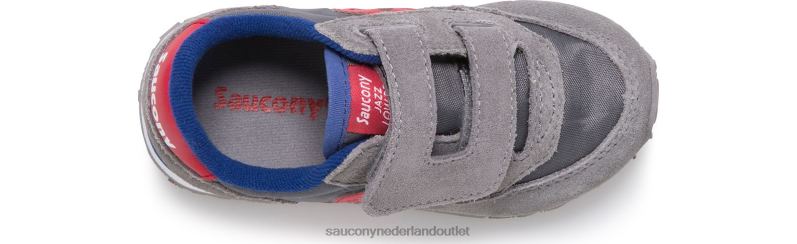 babyjazz sneaker met klittenband kinderen Saucony64BDR993 grijs/rood