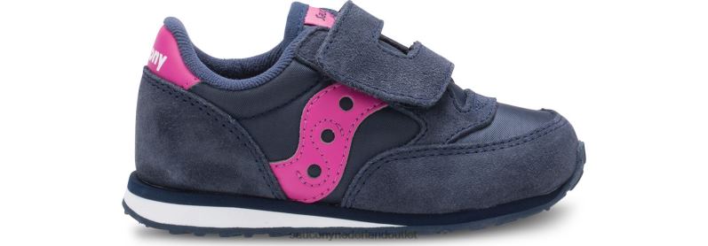 babyjazz sneaker met klittenband kinderen Saucony64BDR995 marine/roze