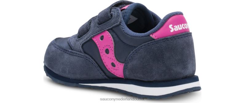 babyjazz sneaker met klittenband kinderen Saucony64BDR995 marine/roze