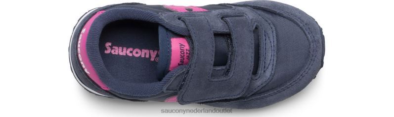 babyjazz sneaker met klittenband kinderen Saucony64BDR995 marine/roze