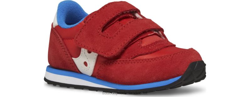 babyjazz sneaker met klittenband kinderen Saucony64BDR997 rood blauw