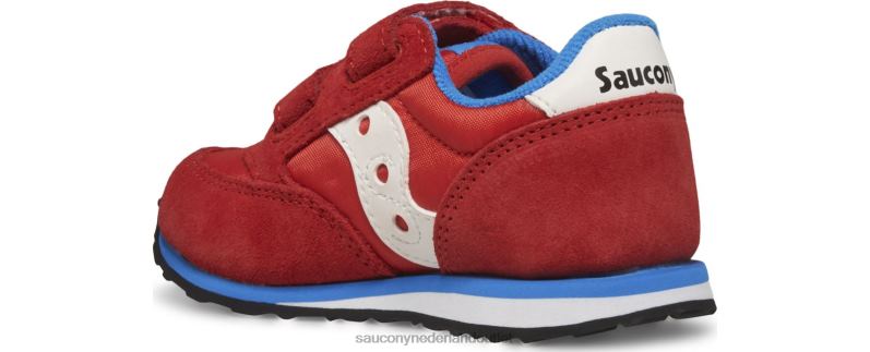 babyjazz sneaker met klittenband kinderen Saucony64BDR997 rood blauw