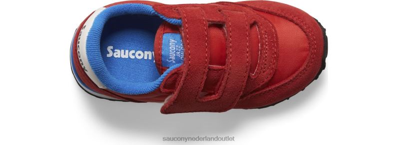 babyjazz sneaker met klittenband kinderen Saucony64BDR997 rood blauw