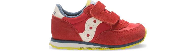 babyjazz sneaker met klittenband kinderen Saucony64BDR998 rood/blauw/limoen