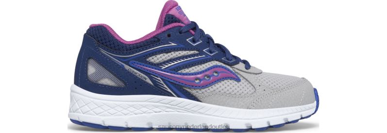 cohesie 14 vetersneaker kinderen Saucony64BDR931 marine/grijs/druif
