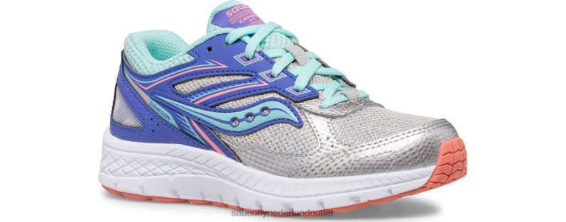 cohesie 14 vetersneaker kinderen Saucony64BDR934 zilver/maagdenpalm/turq