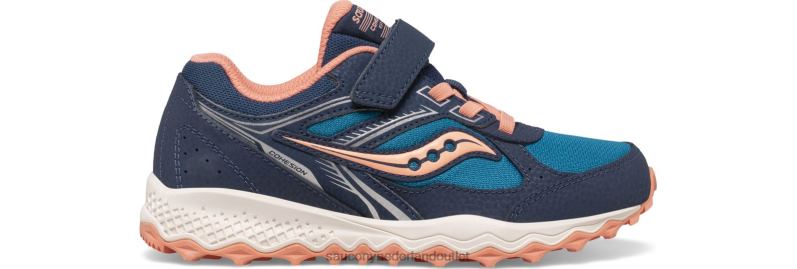 cohesie tr14 a/c sneaker kinderen Saucony64BDR974 marine/groenblauw/koraal