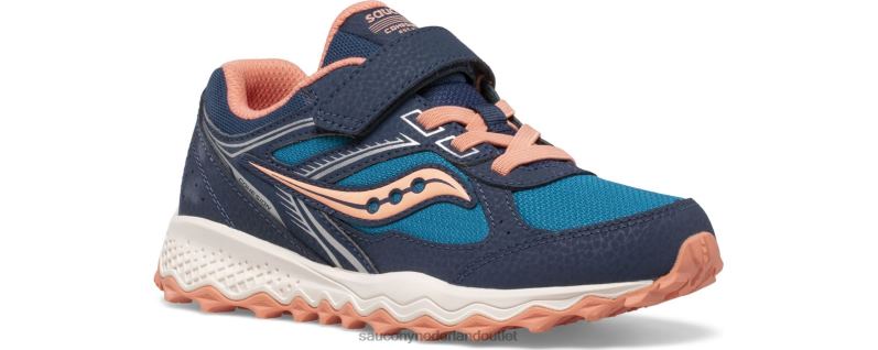 cohesie tr14 a/c sneaker kinderen Saucony64BDR974 marine/groenblauw/koraal