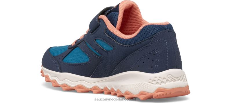cohesie tr14 a/c sneaker kinderen Saucony64BDR974 marine/groenblauw/koraal