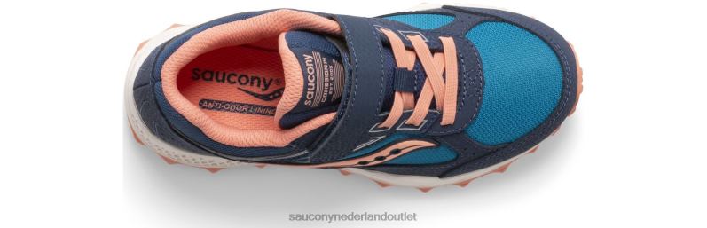 cohesie tr14 a/c sneaker kinderen Saucony64BDR974 marine/groenblauw/koraal
