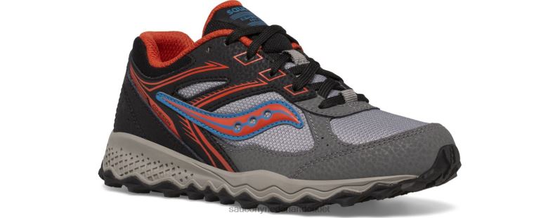 cohesie tr14 sneaker met veters kinderen Saucony64BDR893 zwart/grijs/roest