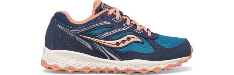 cohesie tr14 sneaker met veters kinderen Saucony64BDR896 marine/groenblauw/koraal